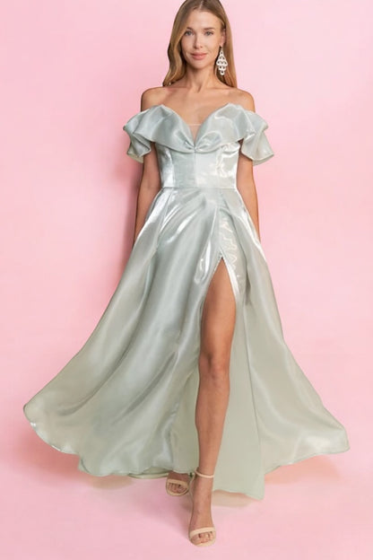 Vestido Princesa organza sage