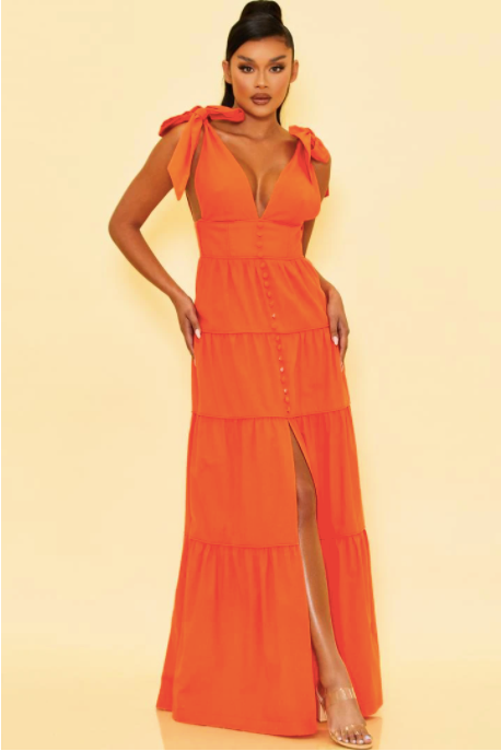 Vestido Naranja  largo