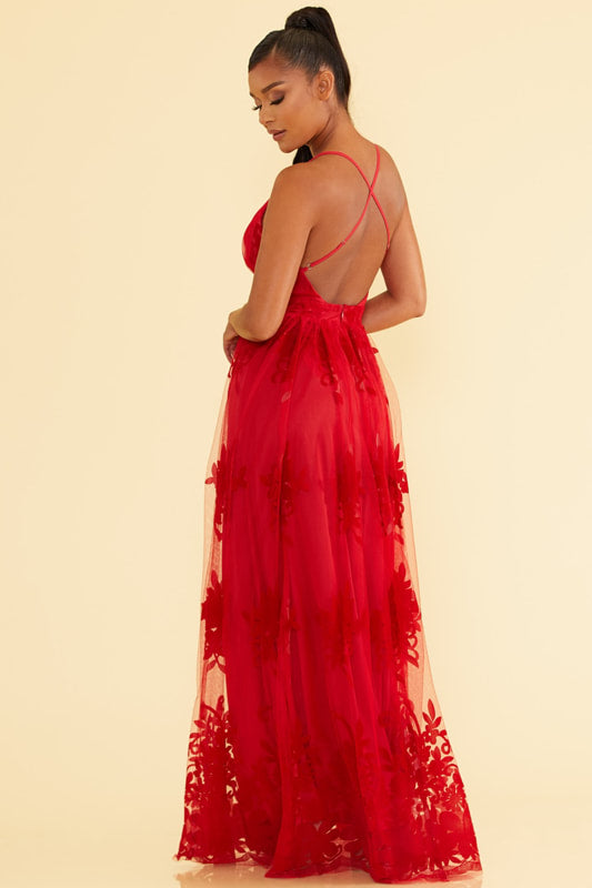 Vestido rojo con online tul